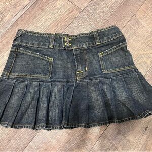 Von Dutch Denim Pleated Mini Skirt